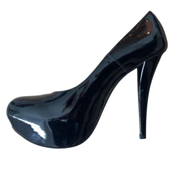 Stuart‎ Weitzman Black Patent Leather Hidden Platform Pump Stiletto Size 7.5 - Picture 1 of 15